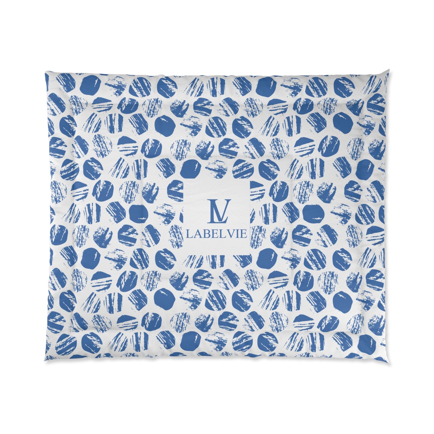 Blue Patterned Comforter, Abstract Design Bedding, Cozy Bedroom Decor, Thoughtful Gift for Homewarming, Stylish Bedspread