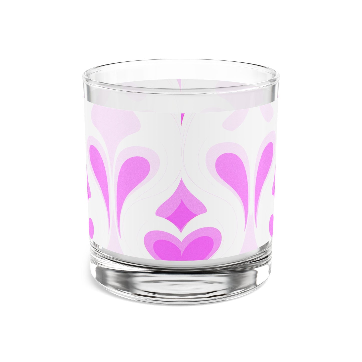 Stylish Pink Floral Rocks Glass - 10oz Cocktail Drinkware