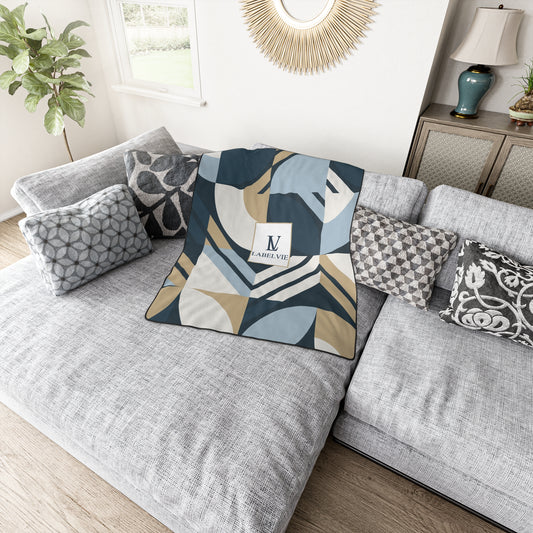 Geometric Pattern Polyester Blanket, Cozy Home Decor, Gift for Adults & Teens, Perfect for Camping and Picnics, Modern Throw Blanket