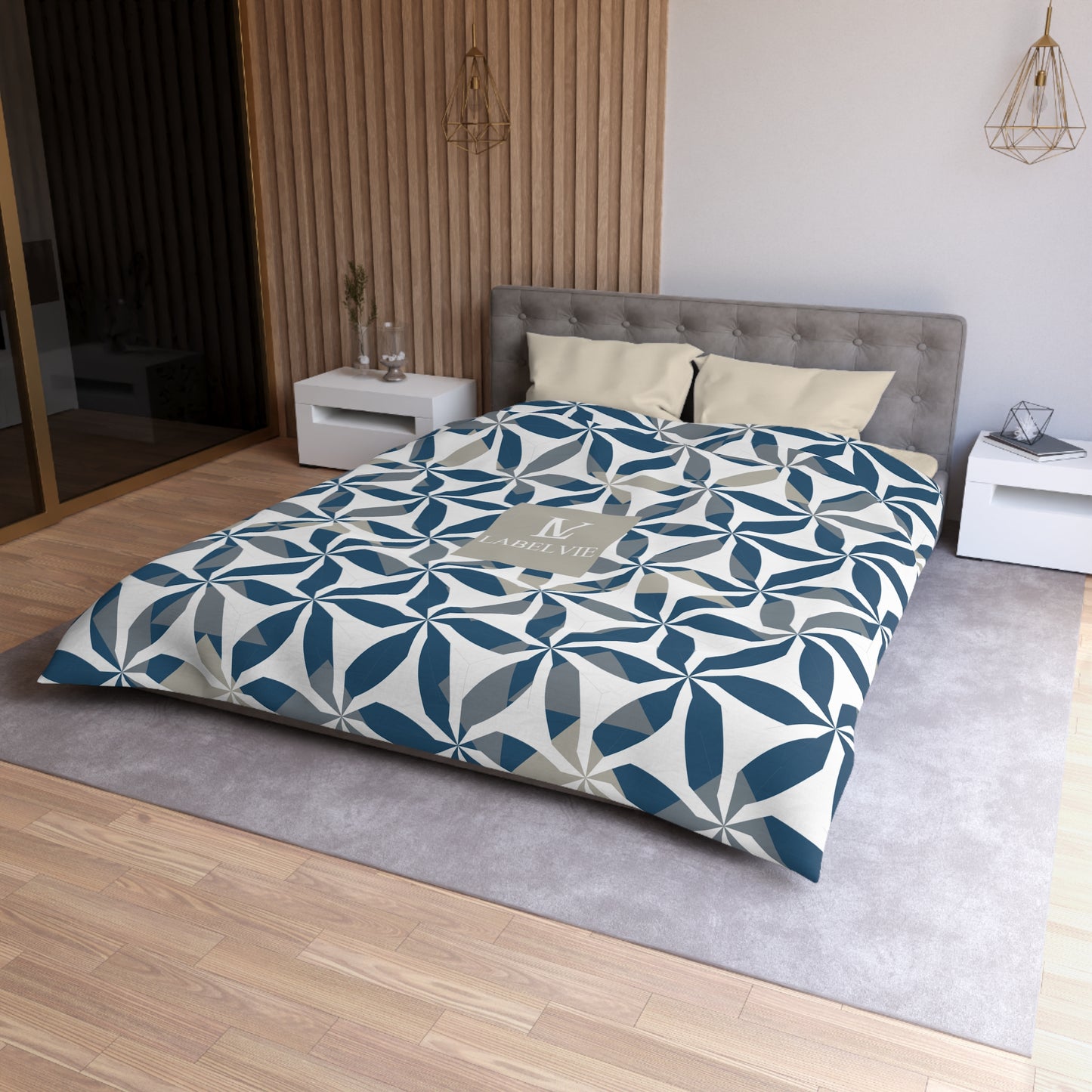 Elegant Microfiber Duvet Cover with Geometric Pattern, Bedding Essentials, Home Décor, Gift for Housewarming, Modern Bedroom