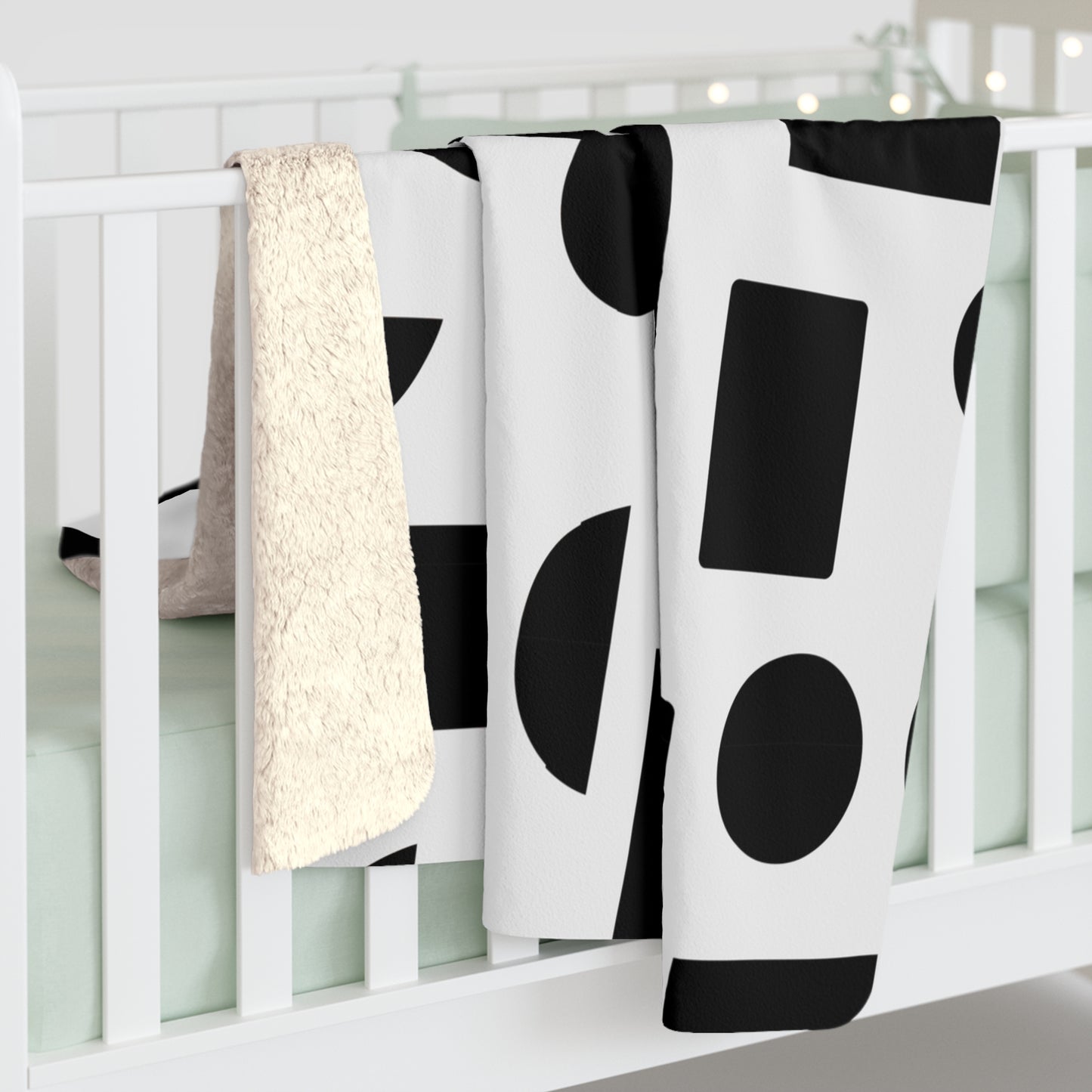 Modern Geometric Sherpa Fleece Blanket, Cozy Home Decor, Gift for Minimalists, Warm Throw, Stylish Addition to Any Room