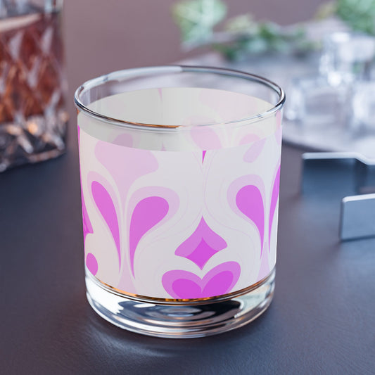 Stylish Pink Floral Rocks Glass - 10oz Cocktail Drinkware