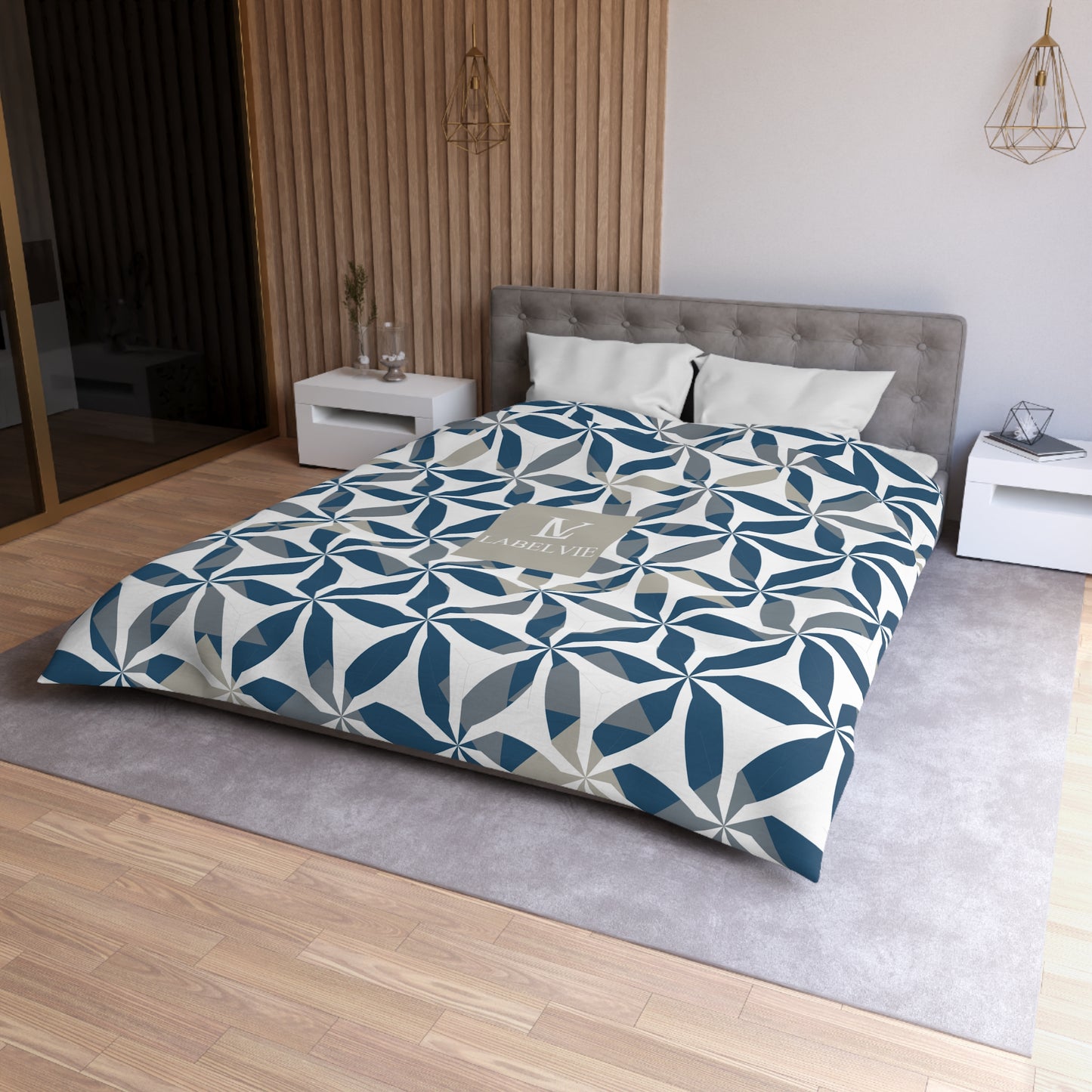 Elegant Microfiber Duvet Cover with Geometric Pattern, Bedding Essentials, Home Décor, Gift for Housewarming, Modern Bedroom