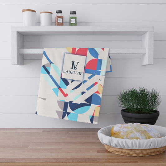 Abstract Geometric Tea Towels - Colorful Cotton Kitchen Linens, Modern Home Decor, Unique Gift for Hosts, Stylish Tableware