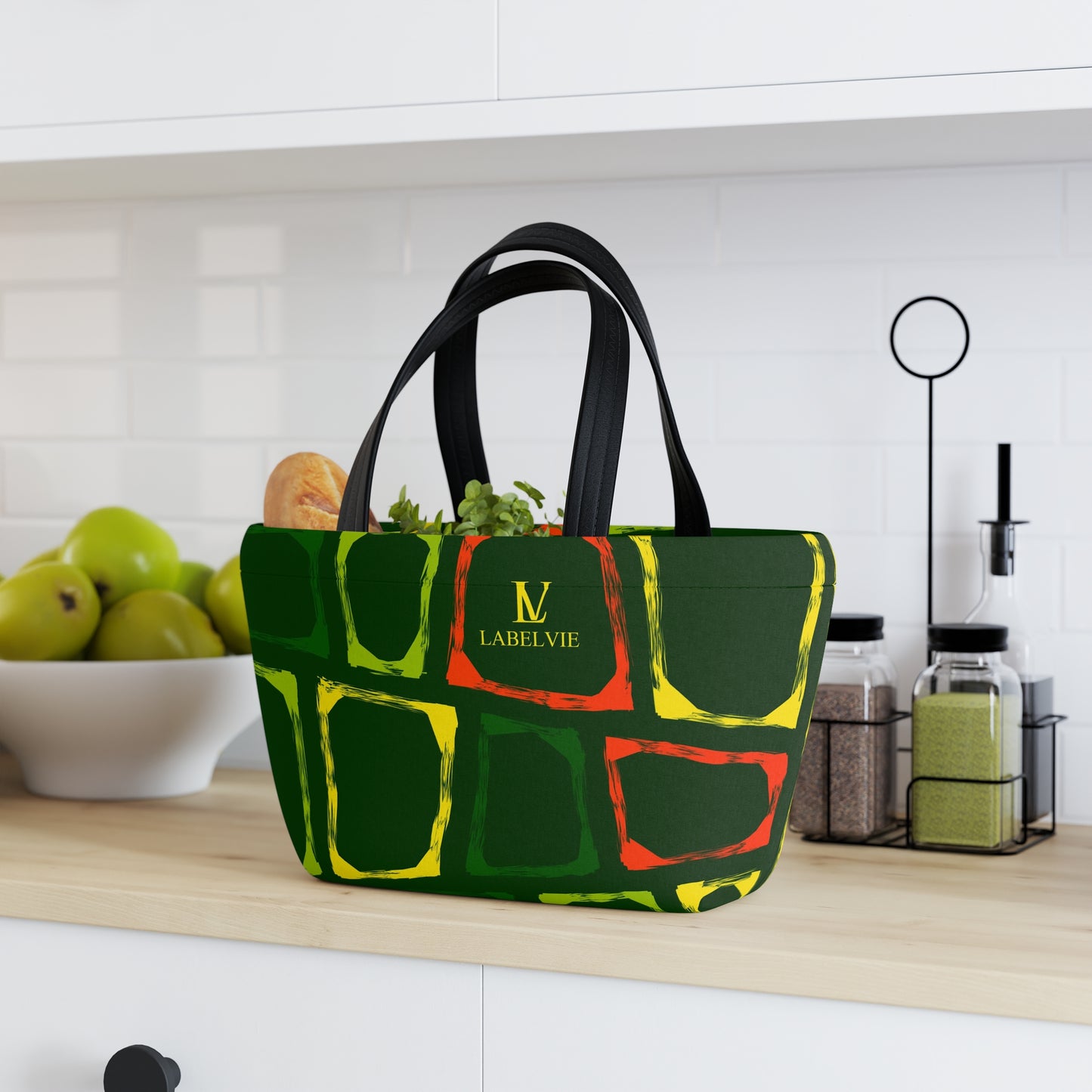 Colorful Picnic Lunch Bag, Eco-Friendly Cooler, Insulated Lunch Tote, Stylish Snack Carrier, Reusable Food Carrier