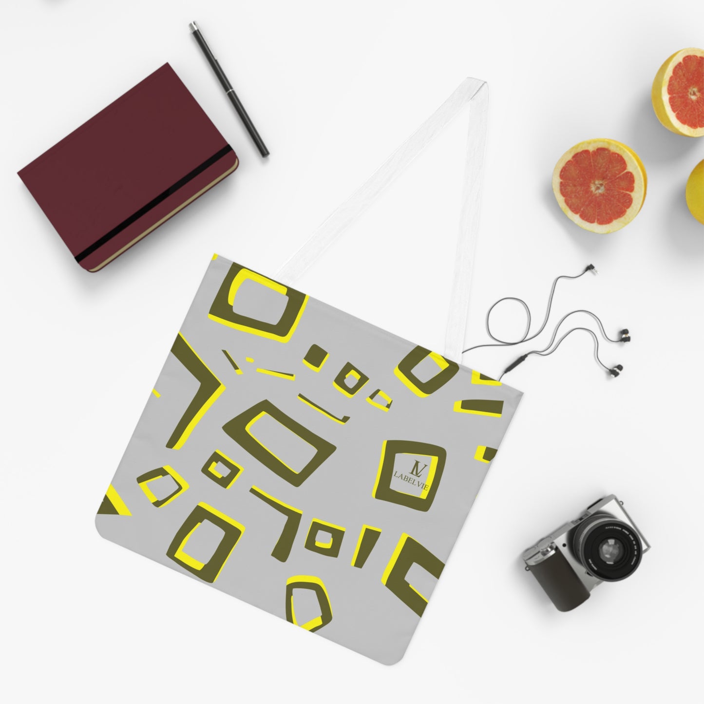 Chic Geometric Shoulder Tote Bag, Modern Canvas Shopper, Everyday Reusable Bag, Stylish Travel Tote, Unique Gift for Her