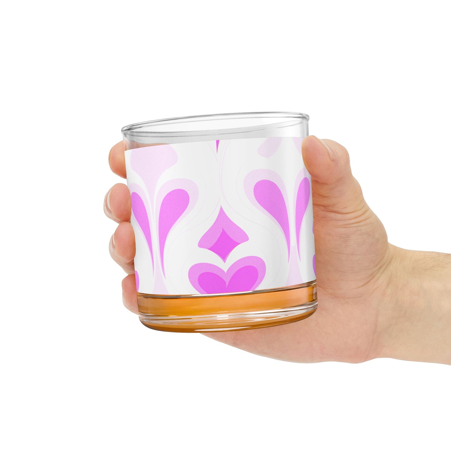 Stylish Pink Floral Rocks Glass - 10oz Cocktail Drinkware