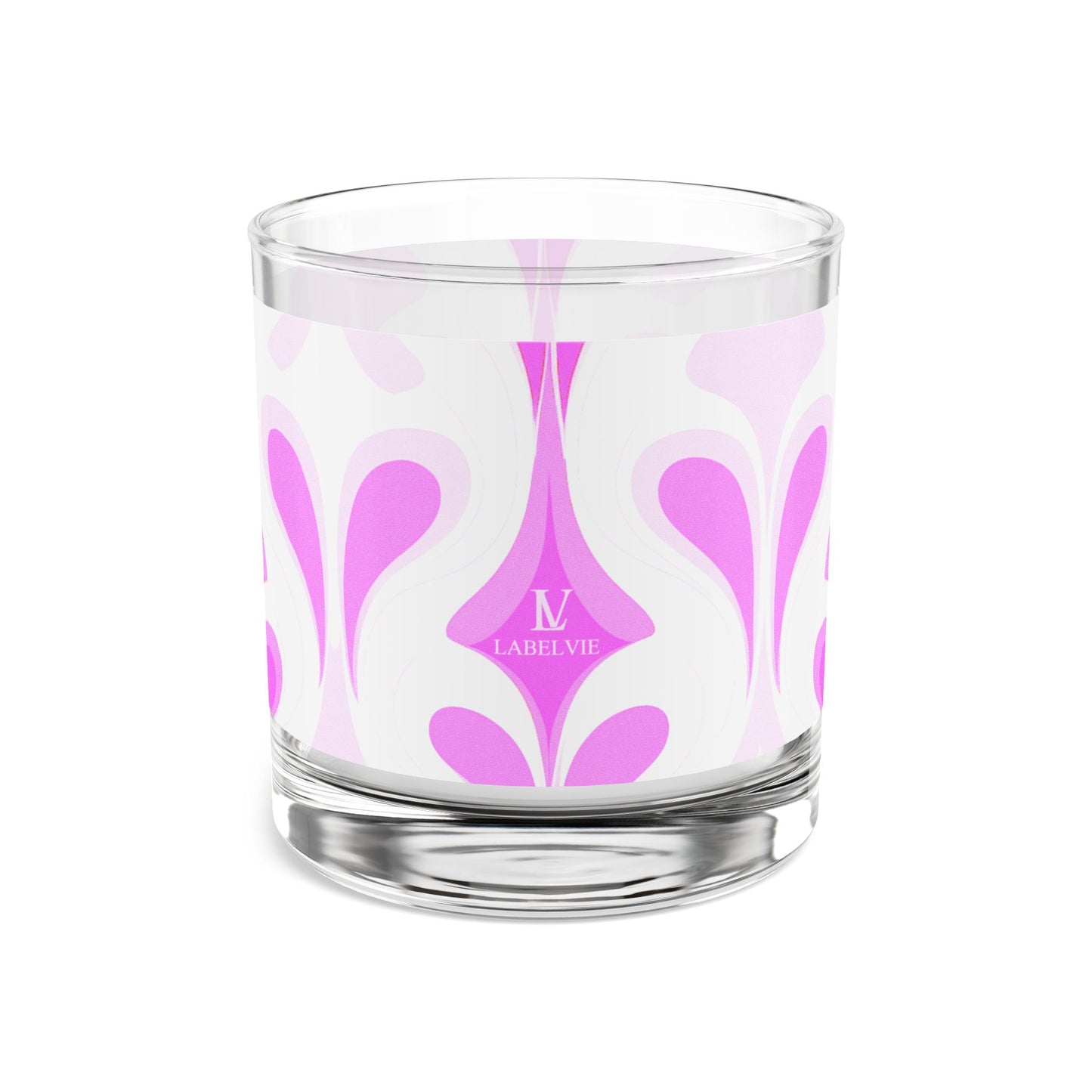 Stylish Pink Floral Rocks Glass - 10oz Cocktail Drinkware