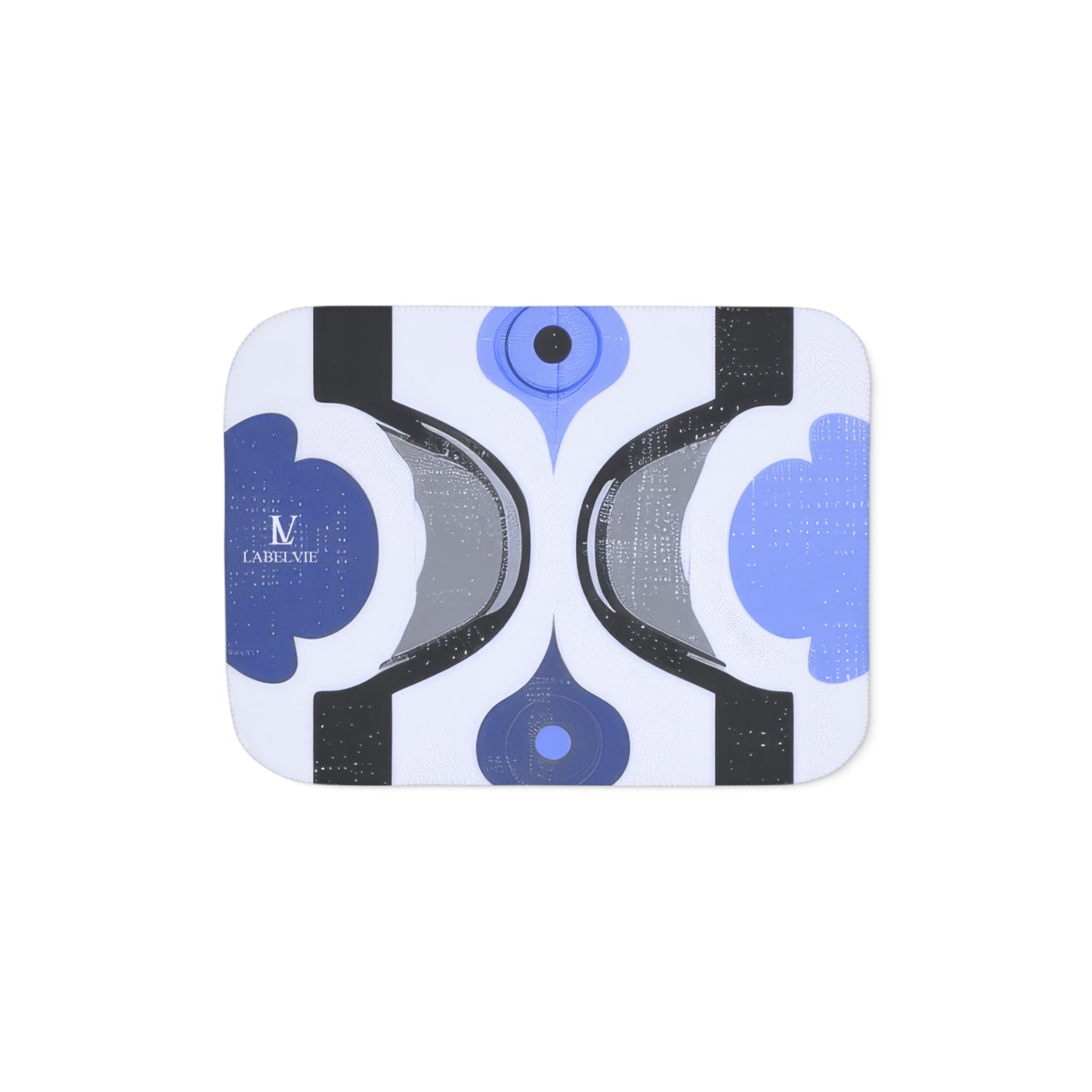 Blue Geometric Sherpa Blanket — Reversible Two-Tone Cozy Throw