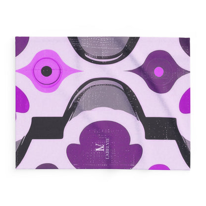 Purple Retro Geometric Fleece Blanket — Cozy Mid-Century Pattern Throw