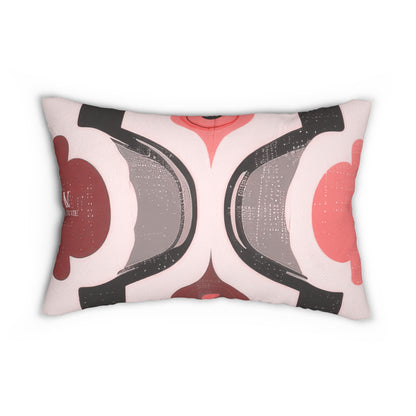 Mid-Century Floral Lumbar Pillow — Pink Retro Geometric Accent