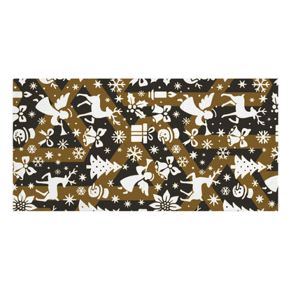 Christmas Pattern Cotton Towel — Reindeer, Angels & Gifts Holiday Bath/Beach Towel