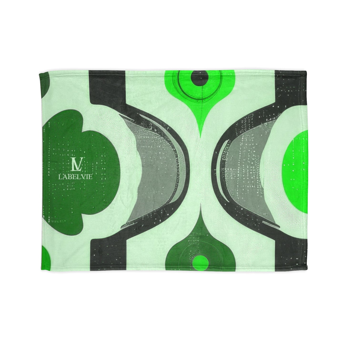 Retro Green Geometric Polyester Blanket — Mid-Century Modern Throw