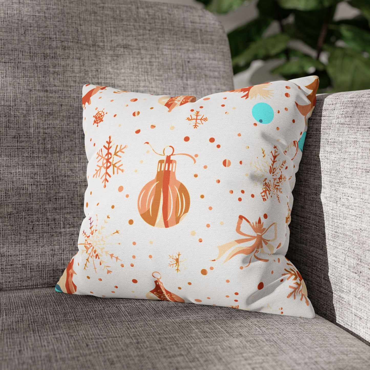 Holiday Ornament Pattern Pillowcase — Festive Snowflake & Bauble Throw Pillow Cover
