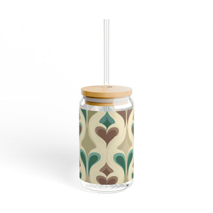Elegant Patterned Sipper Glass - 16oz Stylish Drinkware with Eco-Friendly Bamboo Lid