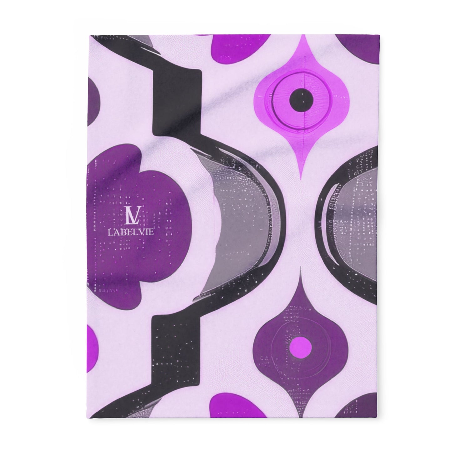 Purple Retro Geometric Fleece Blanket — Cozy Mid-Century Pattern Throw