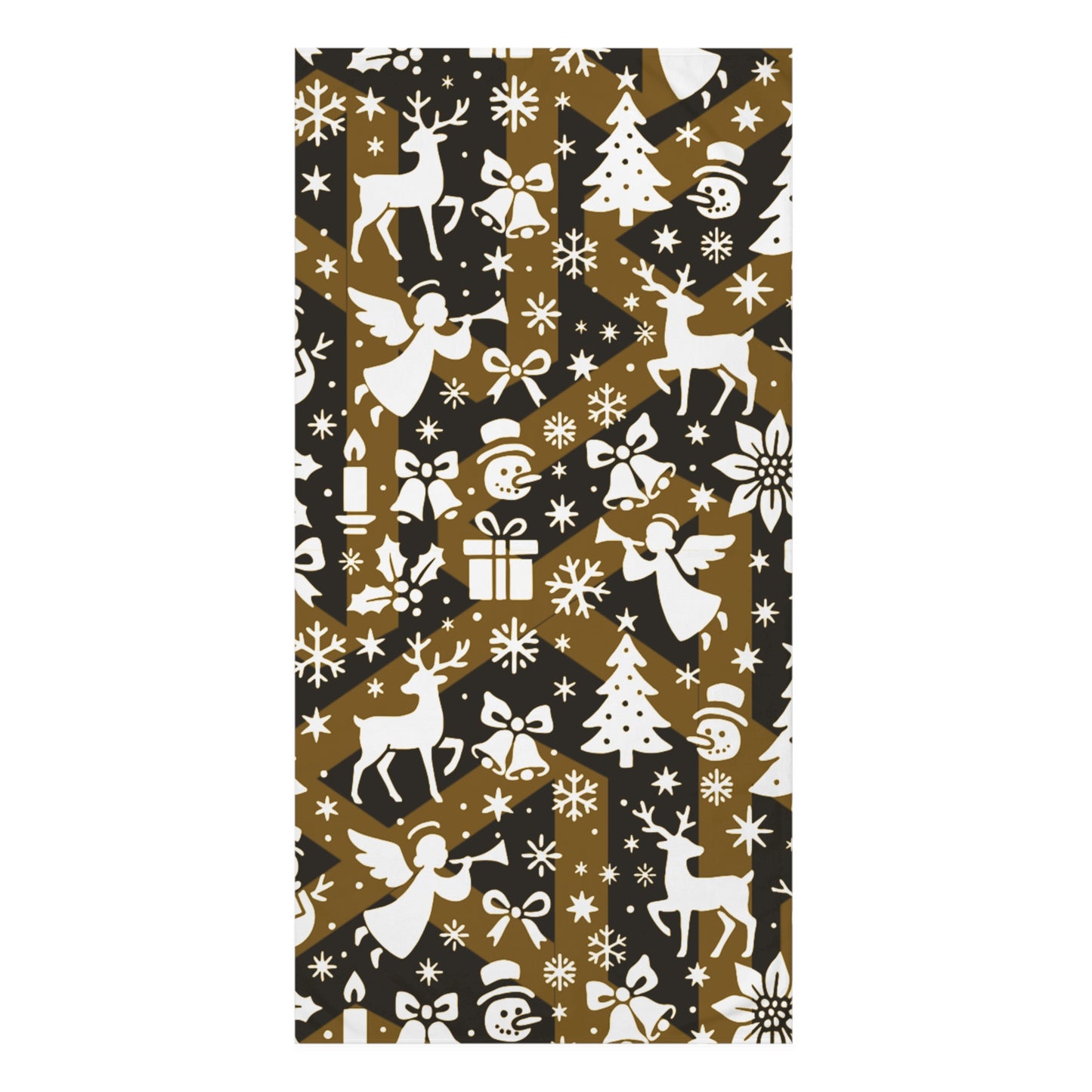 Christmas Pattern Cotton Towel — Reindeer, Angels & Gifts Holiday Bath/Beach Towel