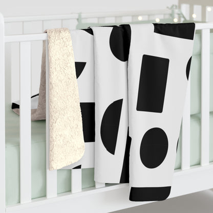 Modern Geometric Sherpa Fleece Blanket, Cozy Home Decor, Gift for Minimalists, Warm Throw, Stylish Addition to Any Room