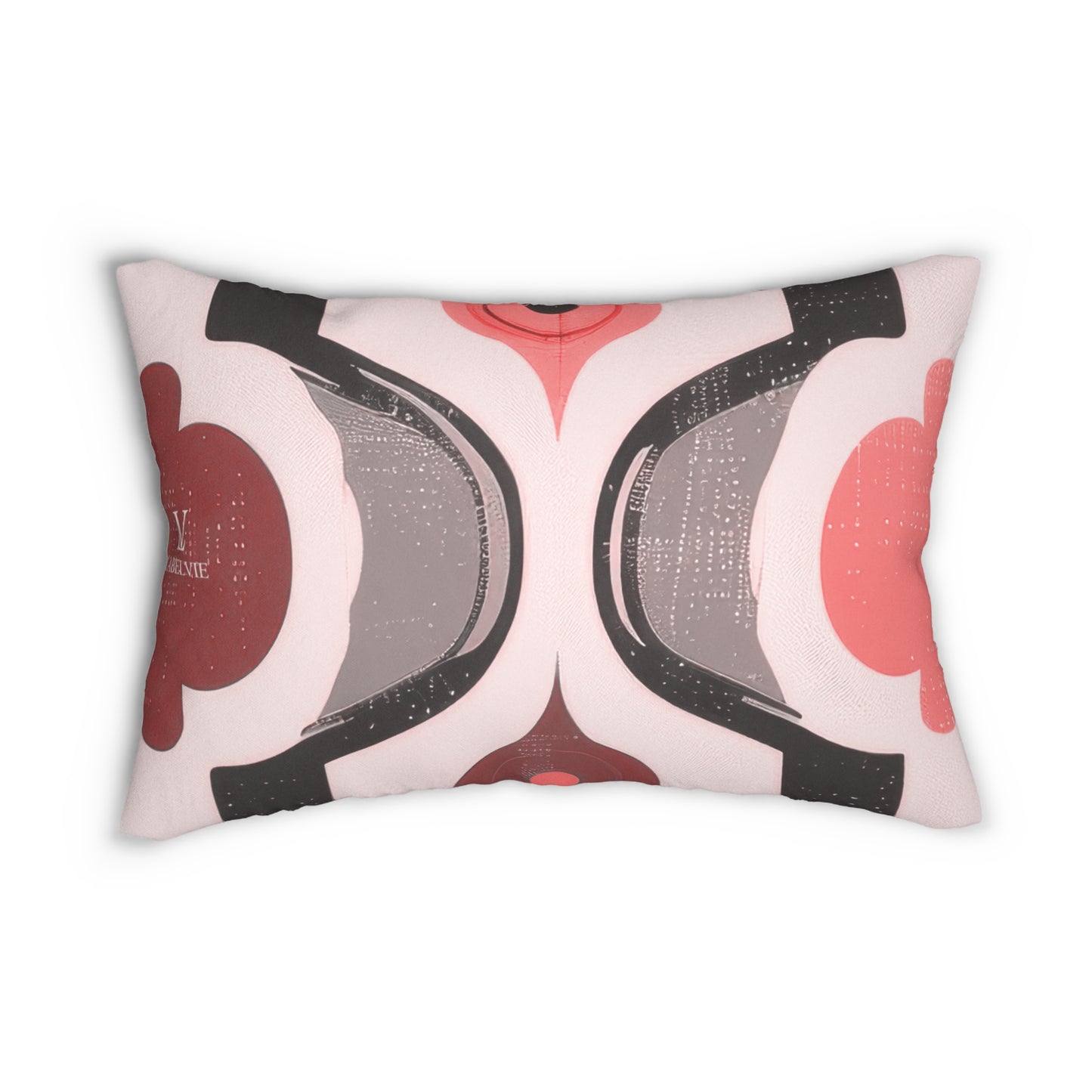 Mid-Century Floral Lumbar Pillow — Pink Retro Geometric Accent