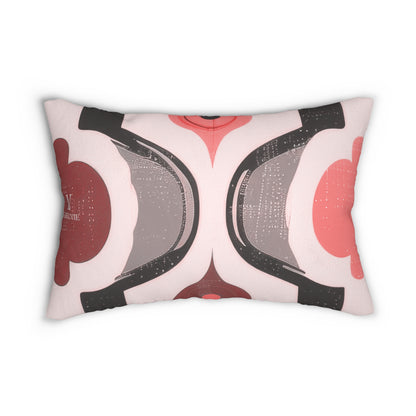 Mid-Century Floral Lumbar Pillow — Pink Retro Geometric Accent
