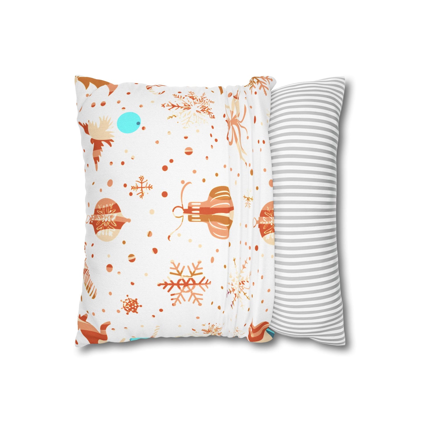 Holiday Ornament Pattern Pillowcase — Festive Snowflake & Bauble Throw Pillow Cover