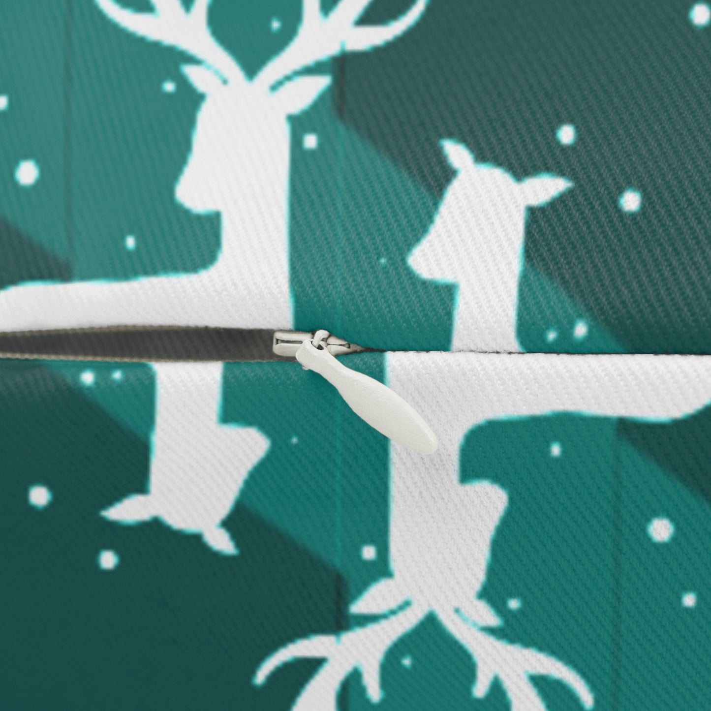 Christmas Reindeer Lumbar Pillow — Teal Holiday Tree Pattern