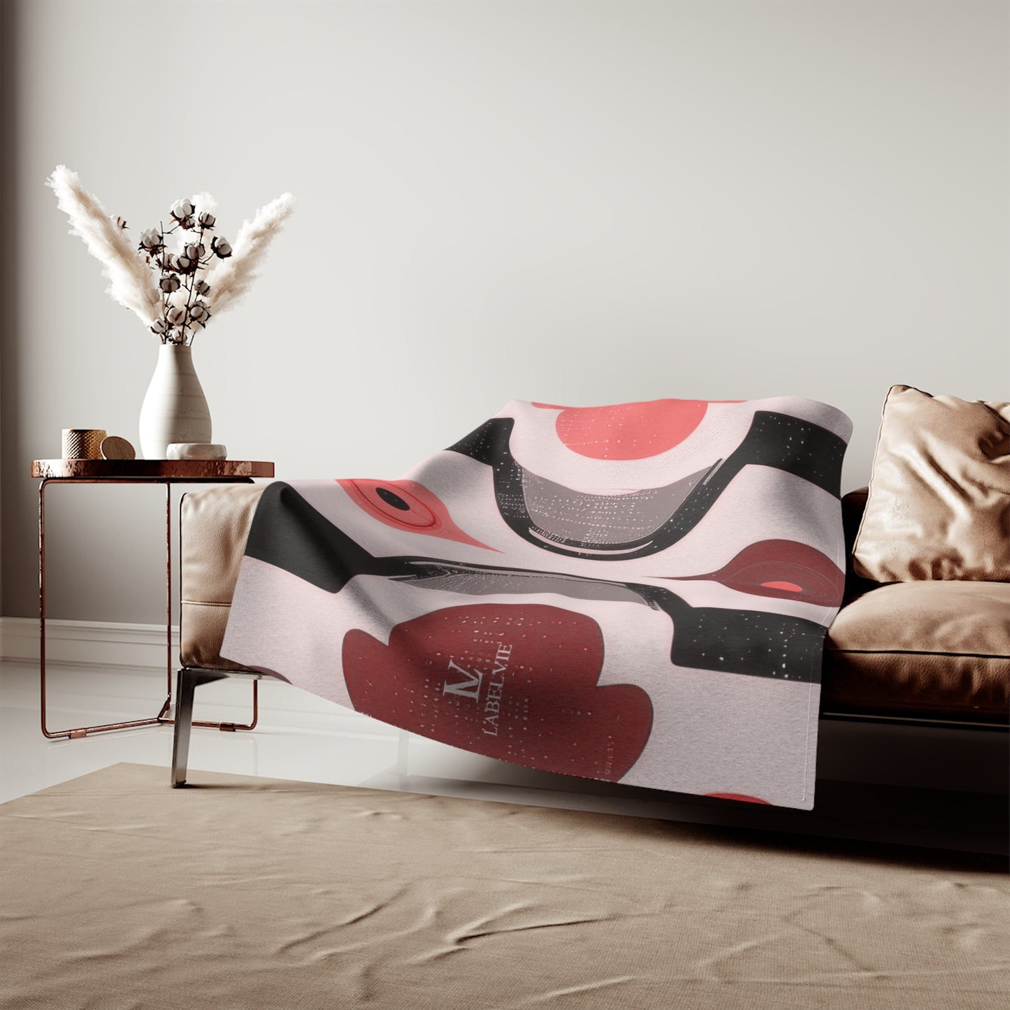 Retro Floral Throw Blanket — Pink Mid-Century Pattern Sweatshirt Blanket