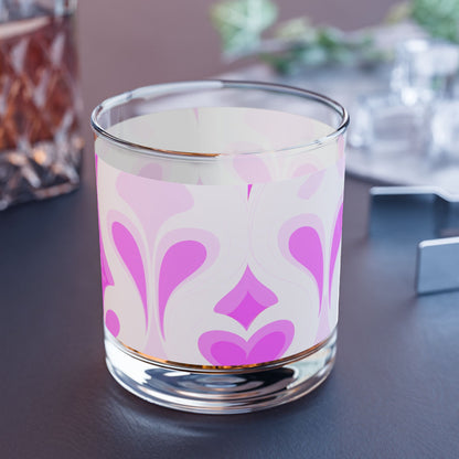 Stylish Pink Floral Rocks Glass - 10oz Cocktail Drinkware