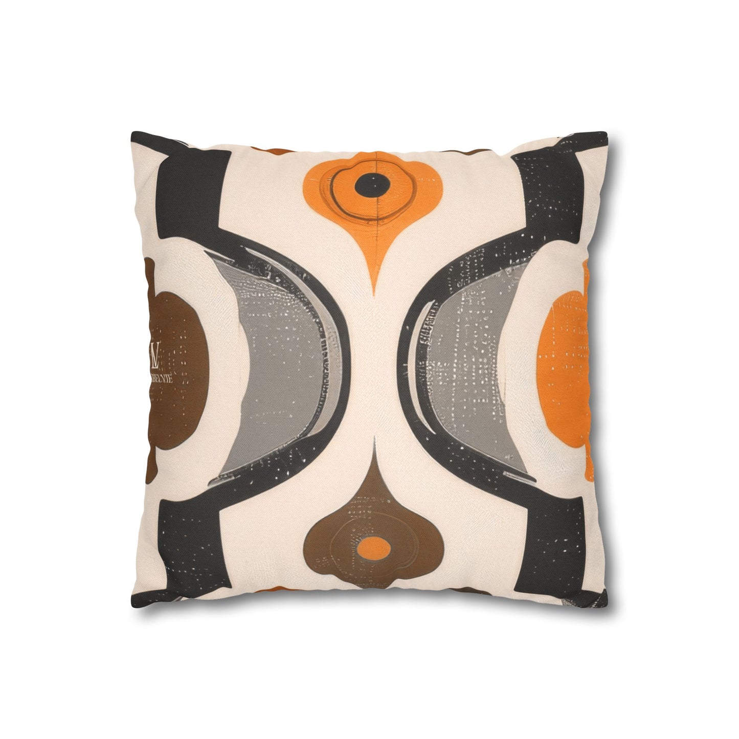Retro Geometric Throw Pillowcase — Orange & Brown Midcentury Pattern