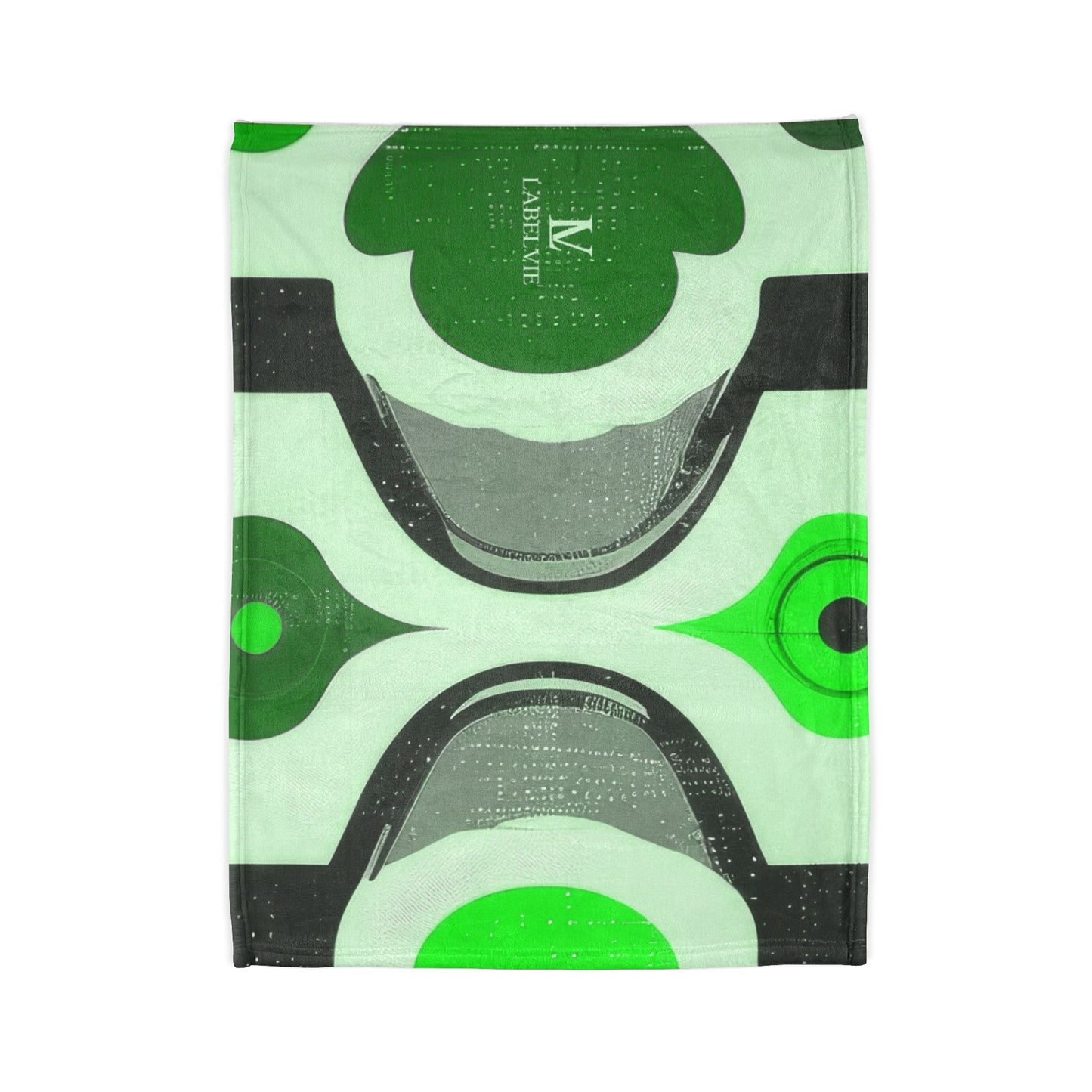 Retro Green Geometric Polyester Blanket — Mid-Century Modern Throw