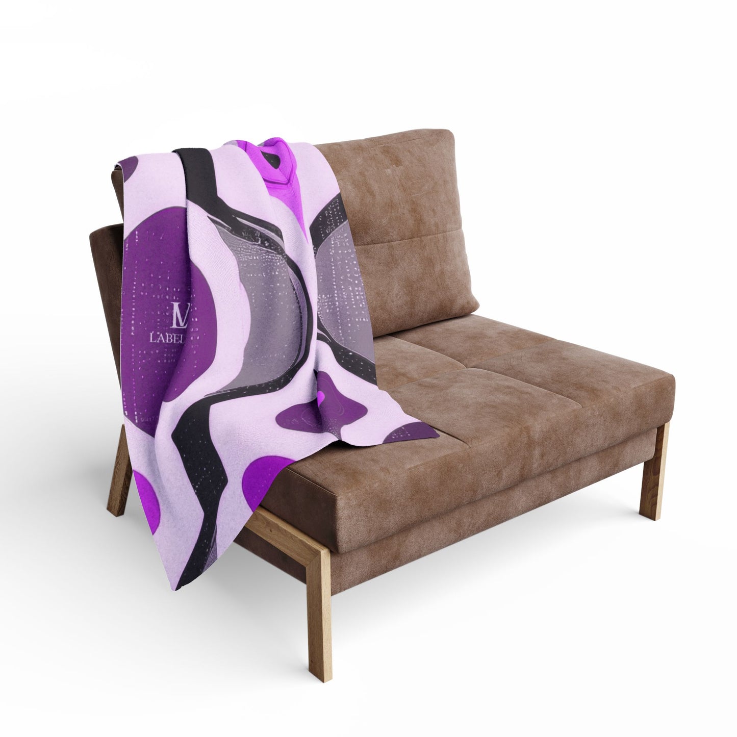 Purple Retro Geometric Fleece Blanket — Cozy Mid-Century Pattern Throw
