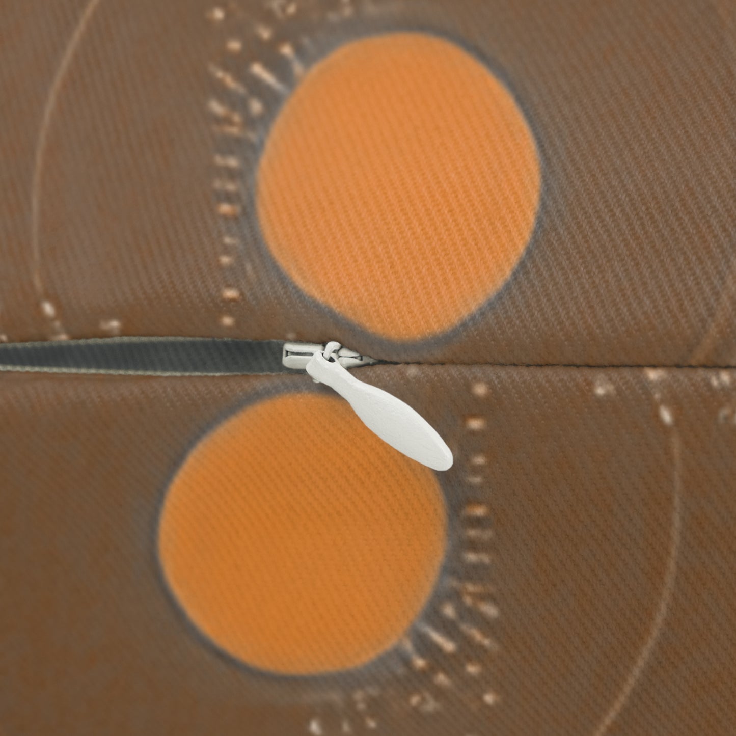 Retro Geometric Lumbar Pillow — Mid-Century Orange & Brown Accent Cushion