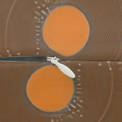 Retro Geometric Lumbar Pillow — Mid-Century Orange & Brown Accent Cushion