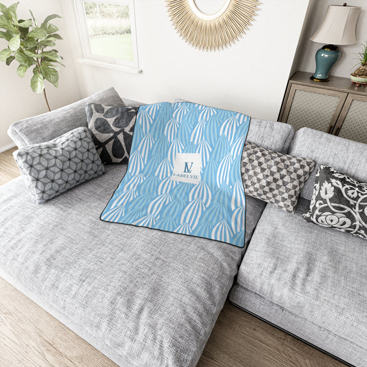 Cozy Blue Polyester Blanket - Soft Throw for Home, Beach Days, Gifting, Summer Nights, Stylish Decor