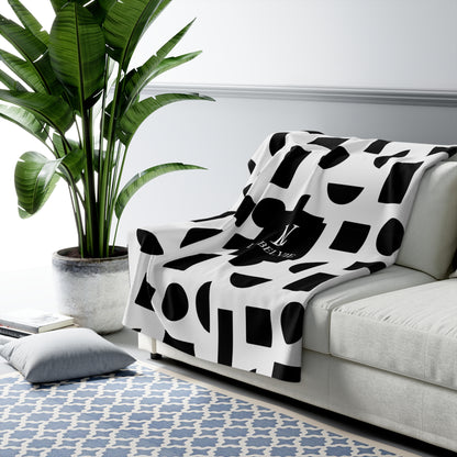 Modern Geometric Sherpa Fleece Blanket, Cozy Home Decor, Gift for Minimalists, Warm Throw, Stylish Addition to Any Room