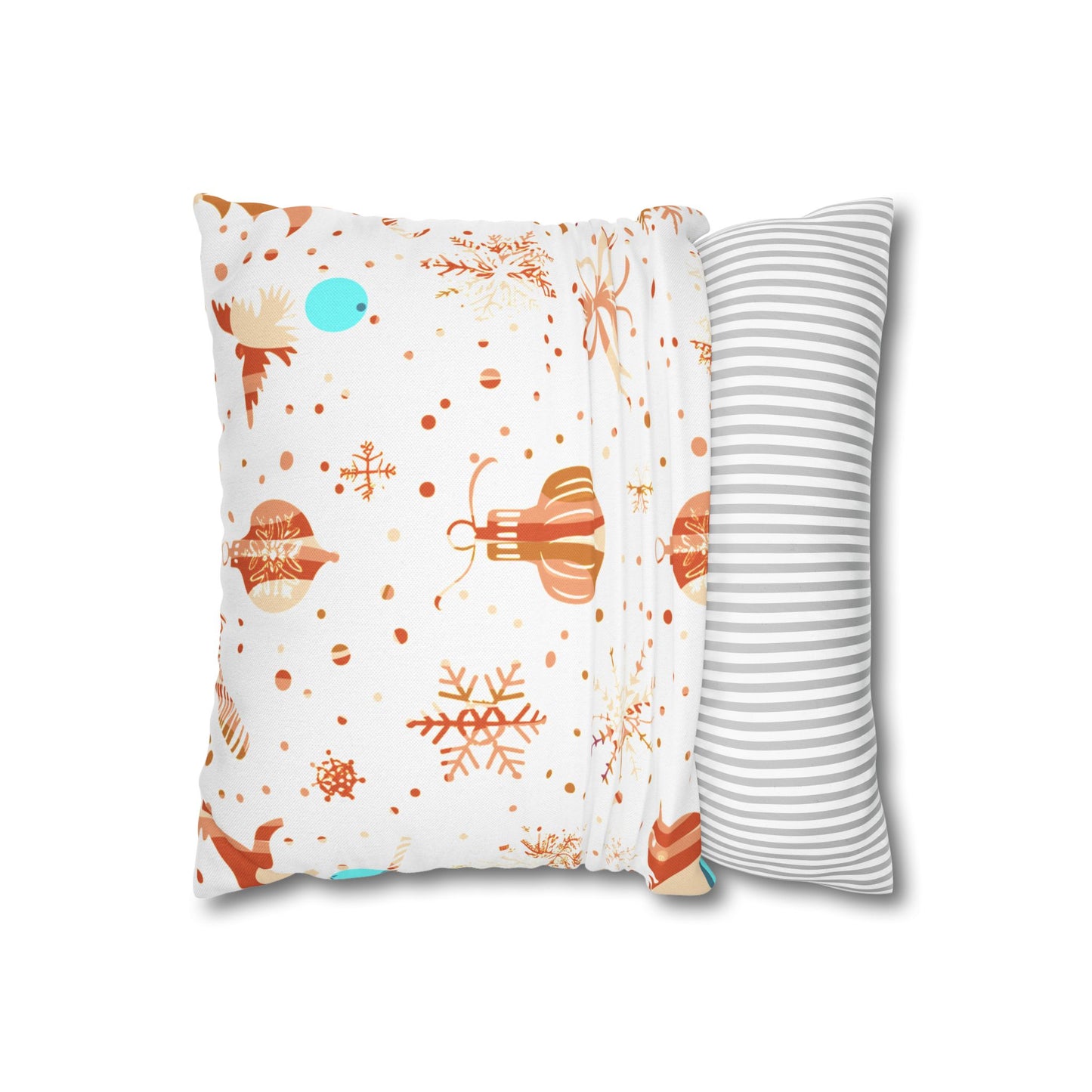 Holiday Ornament Pattern Pillowcase — Festive Snowflake & Bauble Throw Pillow Cover