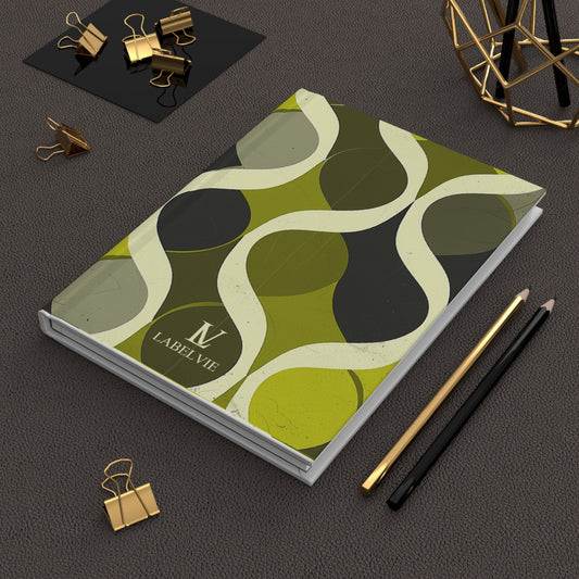 Vintage-Inspired Hardcover Journal with Abstract Wave Design